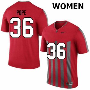 Women's Ohio State Buckeyes #36 K'Vaughan Pope Throwback Nike NCAA College Football Jersey Online XQG7744KI